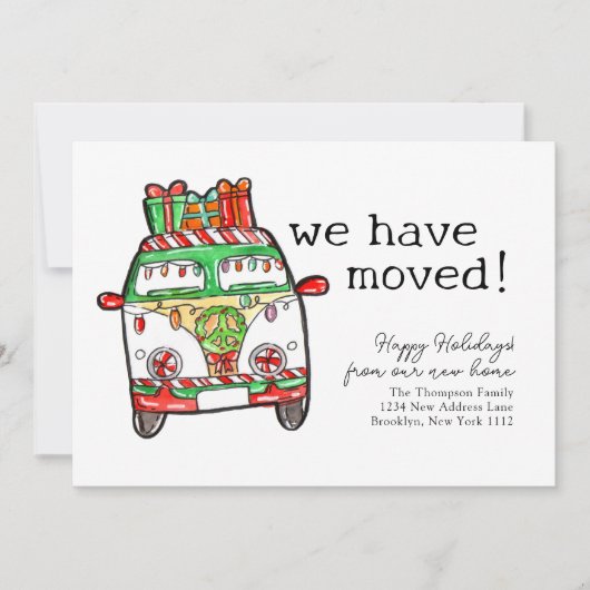 Hippie Kerstbus Vakantie We Zijn Verhuisd Verhuize Aankondiging (Voorkant)