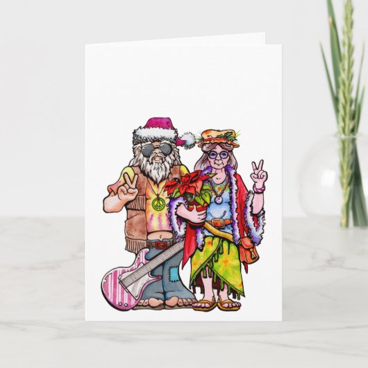 Hippie Kerstman Couple Kaart (Voorkant)
