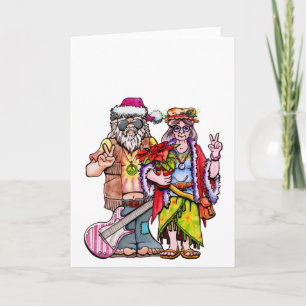 Hippie Kerstman Couple Kaart