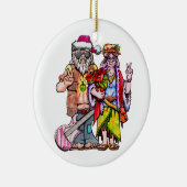 Hippie Kerstman Couple Keramisch Ornament (Rechts)