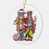Hippie Kerstman Couple Keramisch Ornament (Links)