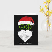 Hippie Kerstman Groovy Vredesteken Grappig Kerstfe Kaart (Gele Bloem)