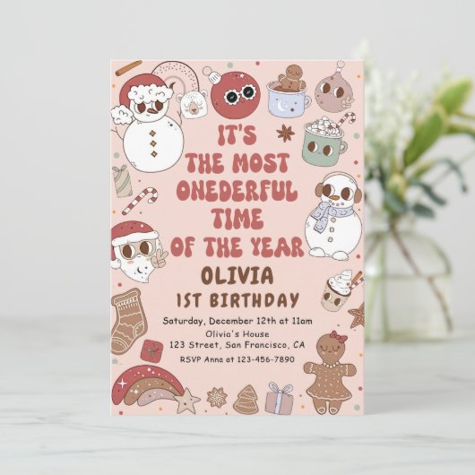 Hippie Kerstman Onederful Eerste Verjaardag Kaart (Staand voorkant)