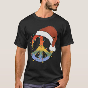 Hippie Kerstmis Vredesteken Licht Tie Dye Prettig  T-shirt