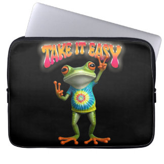 Hippie Kikker Neem het Leven Licht Kleurrijk  Laptop Sleeve