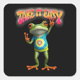 Hippie Kikker Neem het Leven Licht Kleurrijk  Vierkante Sticker