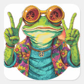 Hippie Kikker Vredesteken Stickers (Voorkant)