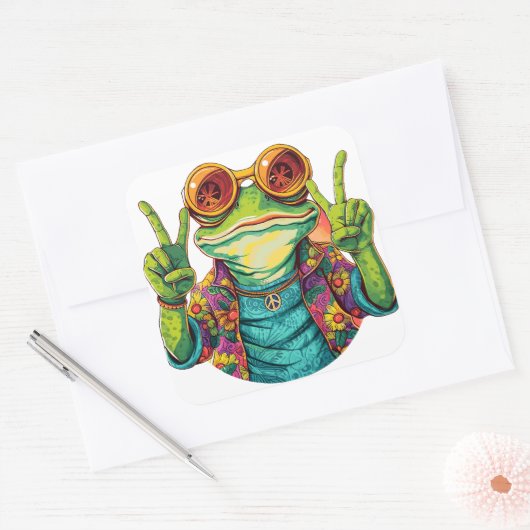Hippie Kikker Vredesteken Stickers (Envelop)