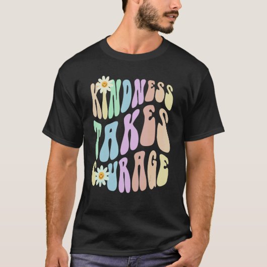 Hippie KINDNESS TAKES COURAGE Retro Stop Bullying  T-shirt (Voorkant)