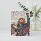 Hippie Kitty Briefkaart (Staand voorkant)