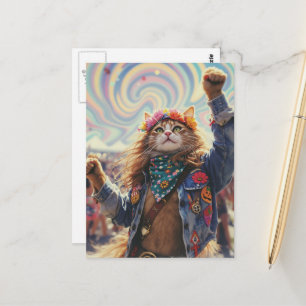 Hippie Kitty Briefkaart