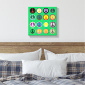 Hippie kleurrijke vredesbord jaren '60 canvas afdruk (Insitu (Slaapkamer))