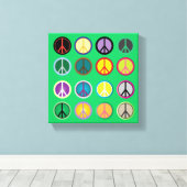 Hippie kleurrijke vredesbord jaren '60 canvas afdruk (Insitu (Houten vloer))