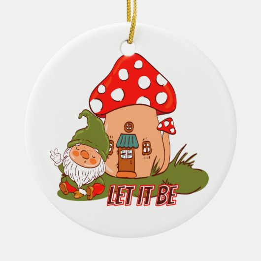 Hippie laat het gnoom worden keramisch ornament (Voorkant)