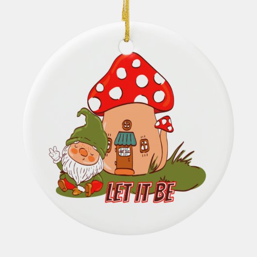 Hippie laat het gnoom worden keramisch ornament (Achterkant)