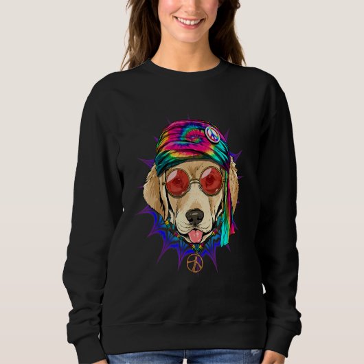 Hippie Labrador Retriever Tie Dye Peace Sign Psych Trui (Voorkant)