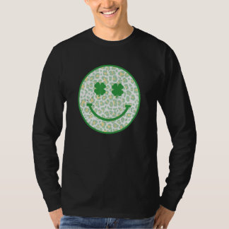 Hippie Leopard Shamrock Groovy Hippie St Patricks  T-shirt
