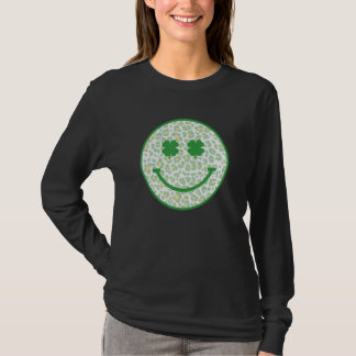 Hippie Leopard Shamrock Groovy Hippie St Patricks  T-shirt