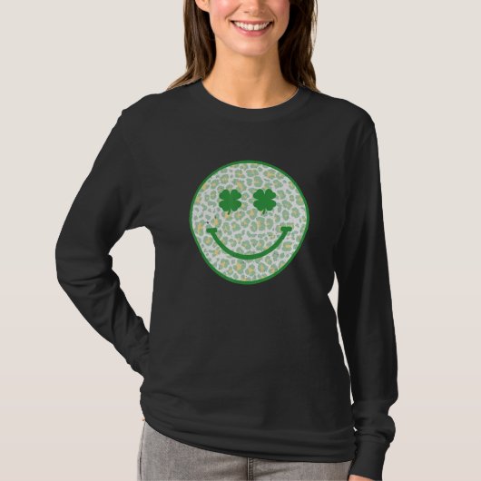 Hippie Leopard Shamrock Groovy Hippie St Patricks T-shirt (Voorkant)