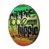 Hippie; Levendig groen, Sinaasappel en geel Dartbord (Voorkant Rechts)