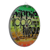 Hippie; Levendig groen, Sinaasappel en geel Dartbord (Voorkant Links)