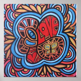 Hippie liefde acryl kunst poster