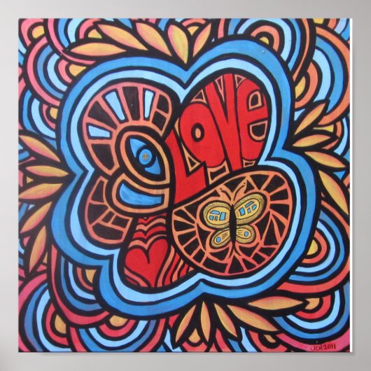 Hippie liefde acryl kunst poster (Voorkant)