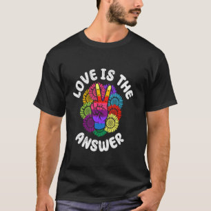 Hippie LIEFDE IS HET ANTWOORD Grappige Zonnebloem T-shirt