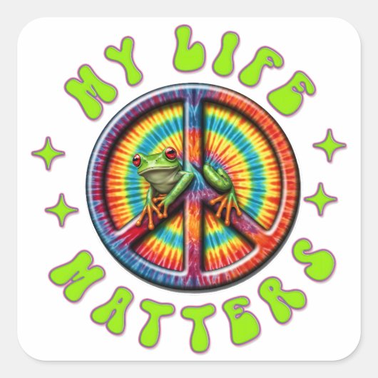 Hippie Liefde Vrede Leven Betekent Aangepast Vierkante Sticker (Voorkant)