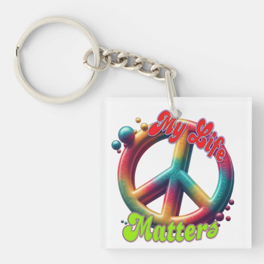 Hippie Liefde Vrede Leven Telt Aangepast Sleutelhanger (voorkant)