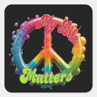 Hippie Liefde Vrede Leven Telt Aangepast  Vierkante Sticker