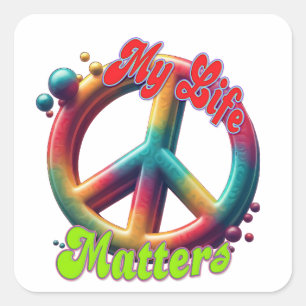 Hippie Liefde Vrede Leven Telt Aangepast Vierkante Sticker