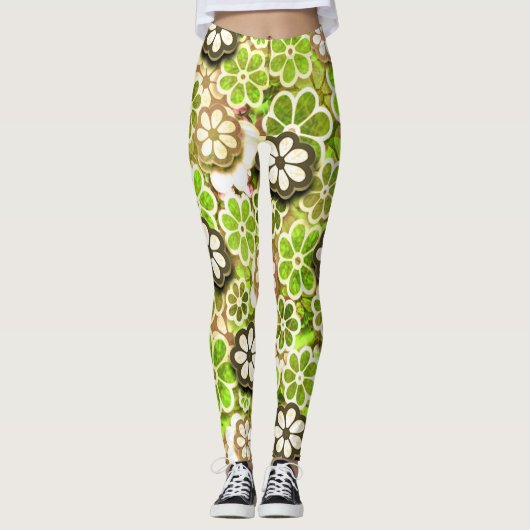 Hippie Limoen Floating Floral patterned | LEGGINGS (Voorkant)