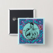 Hippie look I Love My Velocipede T shirten, Mokken Vierkante Button 5,1 Cm (Voorkant /achterkant)