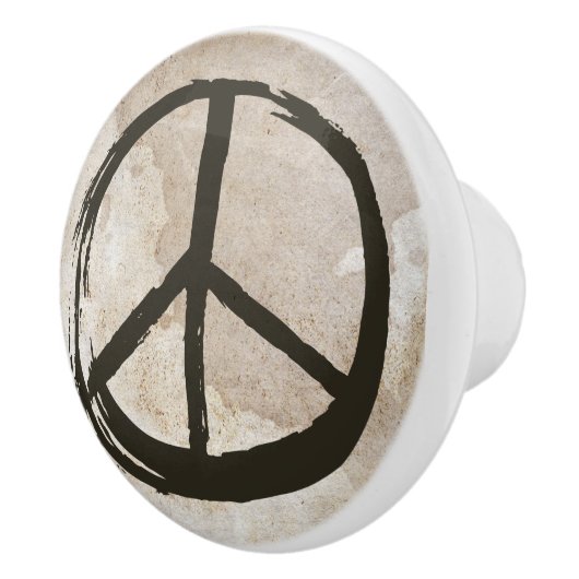 Hippie Love 1960s PEACE Symbol Brushed Keramische Knop (Rechts)