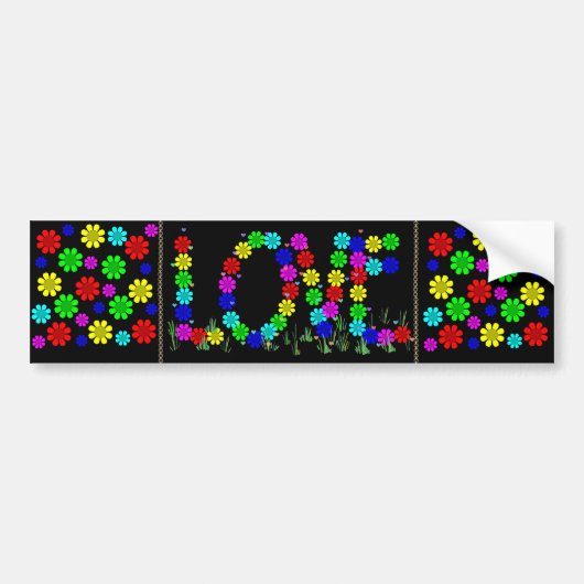 Hippie Love Flowers Bumpersticker (Voorkant)