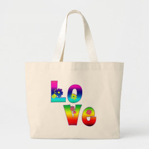 Hippie LOVE Grote Tote Bag
