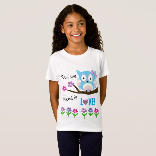 Hippie love owl t-shirt (Voorkant volledig)