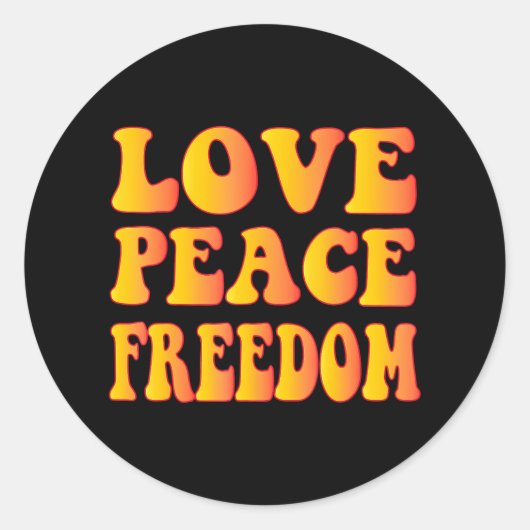 Hippie LOVE PEACE FREEDOM 60s 70s Stropdas Die Ronde Sticker (Voorkant)