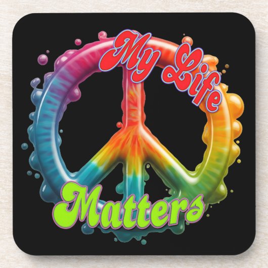 Hippie Love Peace Life Matters Custom Bier Onderzetter (Voorkant)