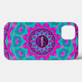 Hippie Love Pink Aqua Custom Name Hoesje (Achterkant (horizontaal))
