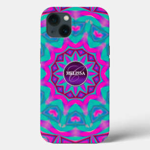 Hippie Love Pink Aqua Custom Name Hoesje