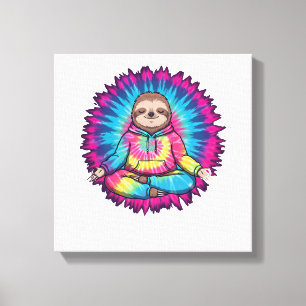 Hippie Luiaard Vredesteken Tie-Dy Canvas Afdruk