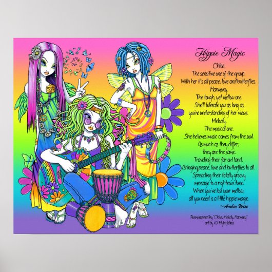 Hippie Magic Rainbow Musical Fairies Poem Poster (Voorkant)