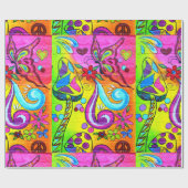 hippie magie paddenstoel verpakkingspapier cadeaupapier (Vlak)