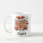 Hippie mam aangepaste naam Retro Daisy Wildflower Koffiemok (Links)