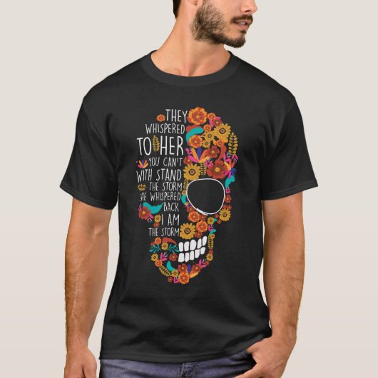 Hippie mam Flower Sugar Skull Floral T-shirt (Voorkant)
