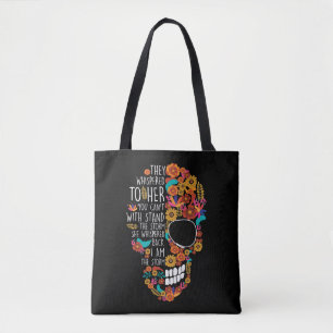 Hippie mam Flower Sugar Skull Floral Tote Bag