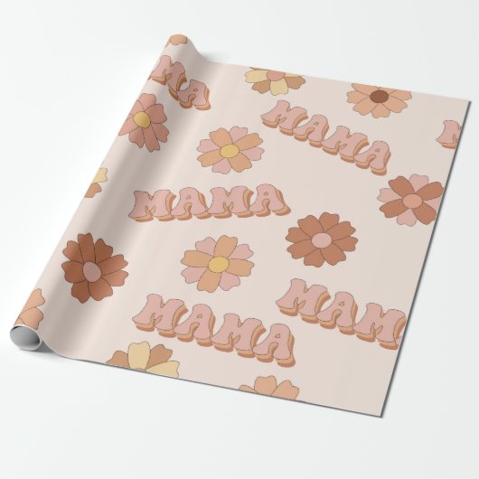 Hippie mama naadloos patroon. Groovy achtergrond. Cadeaupapier (Uitgerold)