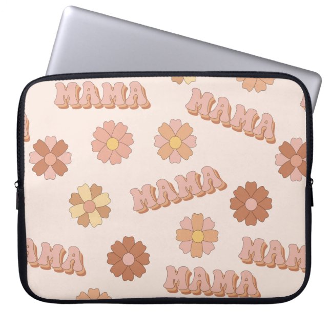 Hippie mama naadloos patroon. Groovy achtergrond.  Laptop Sleeve (Voorkant)